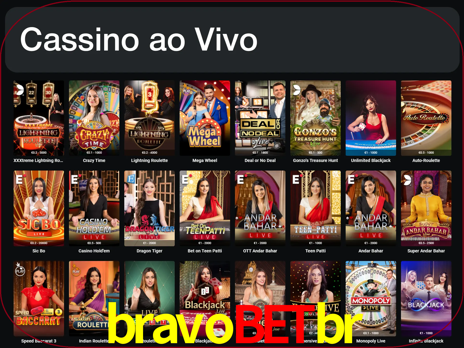 Jogue jogos de cassino com um verdadeiro dealer.