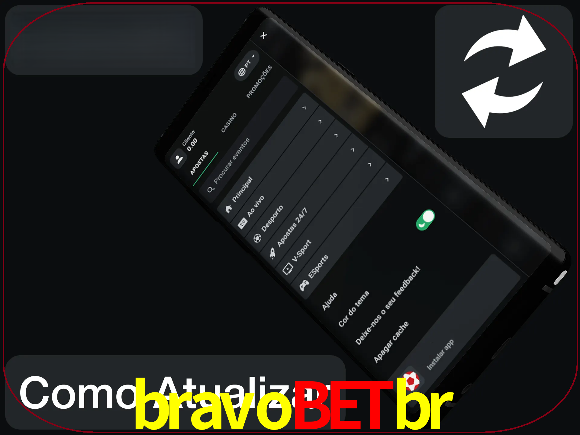 O aplicativo é atualizado automaticamente quando você faz o login.