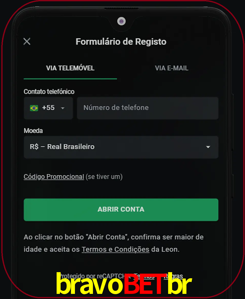 Abra o aplicativo e inicie o processo de registro.