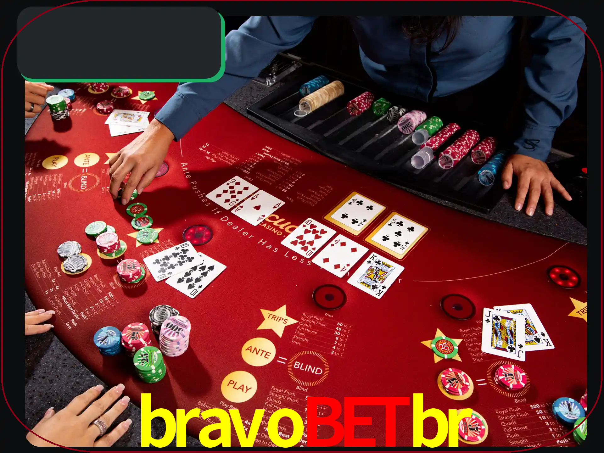 Jogue pôquer com pessoas reais em uma mesa.