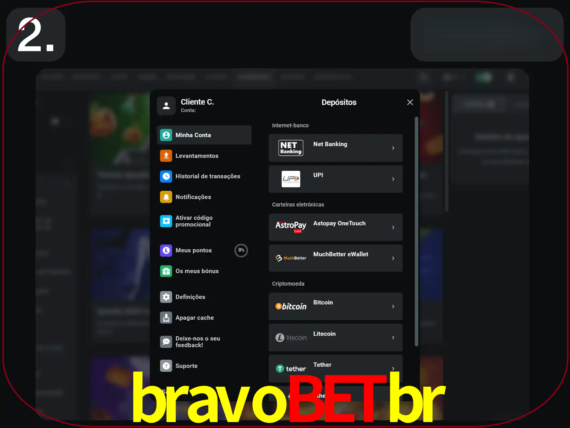 Clique na forma de pagamento preferida.